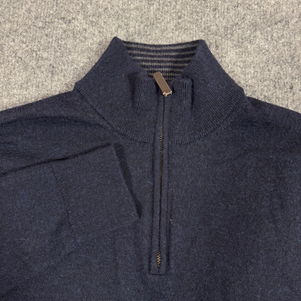 UNTUCKit Quarter Zip Pullover Sweater Mens Medium Navy 100% Merino Wool EUC